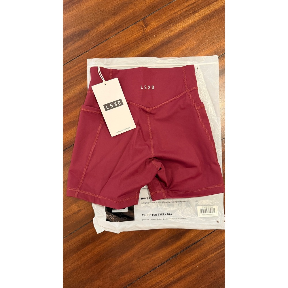 LSKD Elite X-Shorts Dark Cherry 4in High Waisted Shorts XS WTGH00415 NWT NEW - Picture 7 of 16